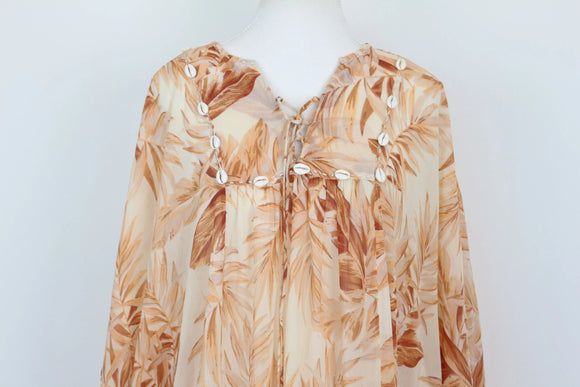 Paramount peach floral dress with white shell detailing - XL