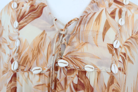 Paramount peach floral dress with white shell detailing - XL