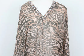 Paramount printed chiffon shirt with beaded collar - XL - 0