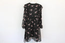 Paramount black chiffon dress with pink floral print - M-1