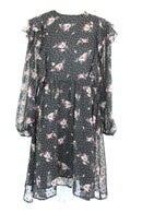 Paramount black chiffon dress with pink floral print - M-3