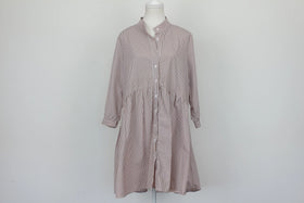 Brown and white stripe shirt dress - 38