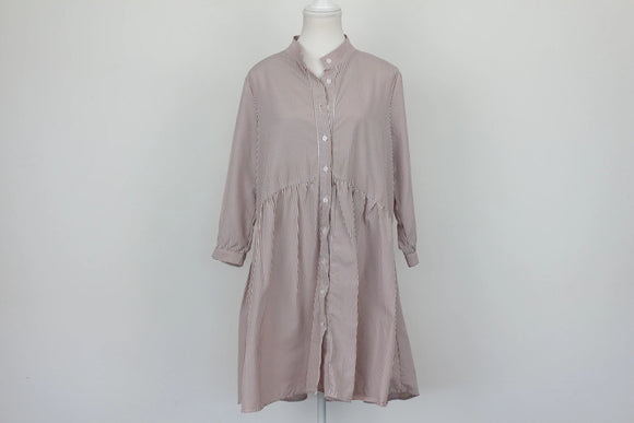 Brown and white stripe shirt dress - 38