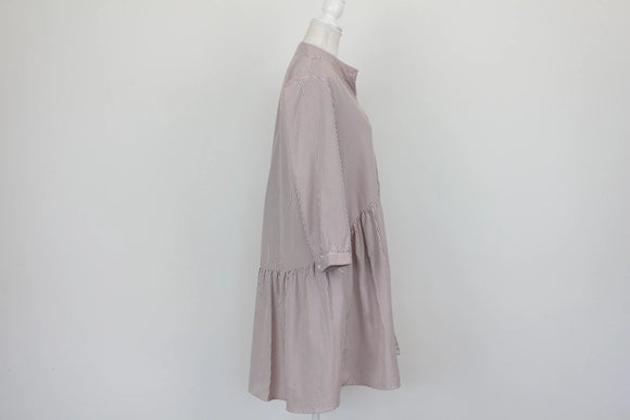 Brown and white stripe shirt dress - 38