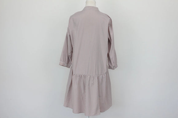 Brown and white stripe shirt dress - 38