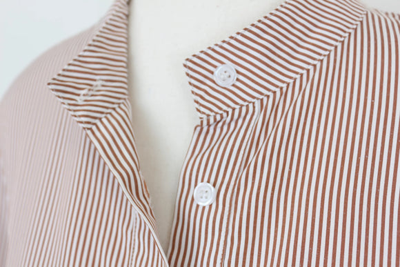 Brown and white stripe shirt dress - 38