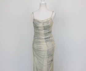 ZARA grey and cream slinky dress - L