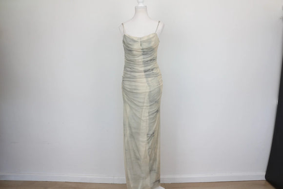 ZARA grey and cream slinky dress - L
