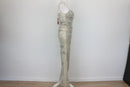 ZARA grey and cream slinky dress - L-3