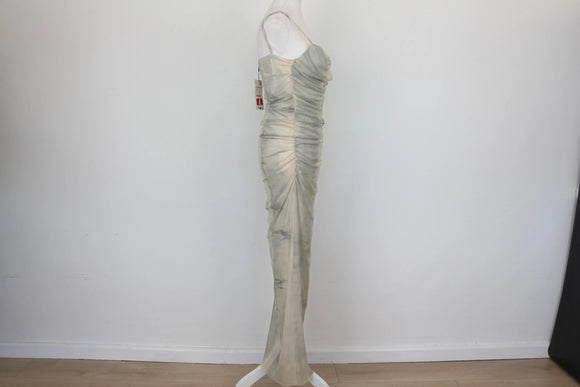 ZARA grey and cream slinky dress - L