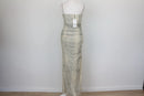 ZARA grey and cream slinky dress - L-4