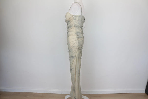 ZARA grey and cream slinky dress - L