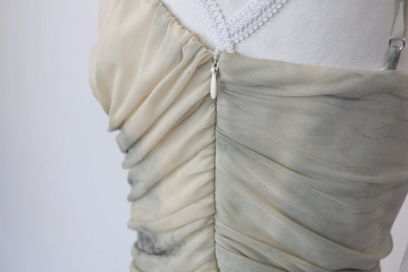 ZARA grey and cream slinky dress - L