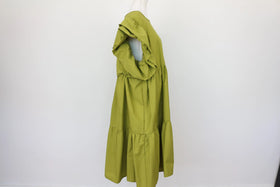 Bright green trapeze style dress - 44 - 0