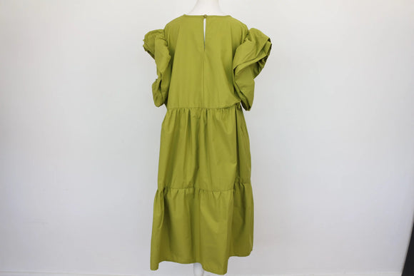 Bright green trapeze style dress - 44