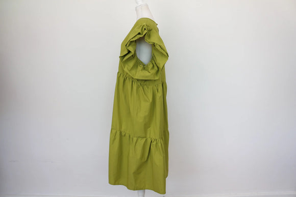 Bright green trapeze style dress - 44