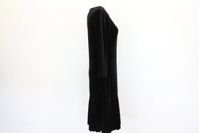 Truworths black velour long sleeve pleated dress - 0