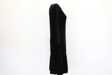 Truworths Black Velour Long-Sleeve Pleated Midi Dress - 0