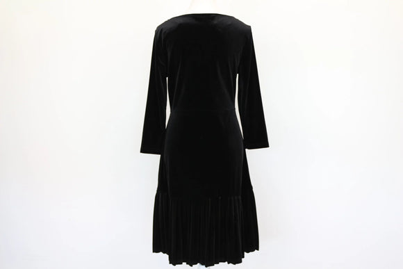 Truworths black velour long sleeve pleated dress
