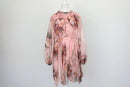 Long sleeve pink floral mini dress - M-1