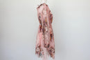 Long sleeve pink floral mini dress - M-2