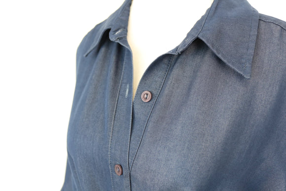 Woolies dark denim dress with tie straps - 16