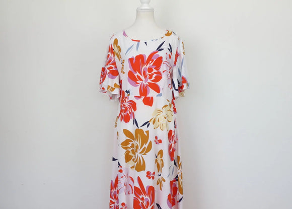 Shein white dress with bright floral print - XL