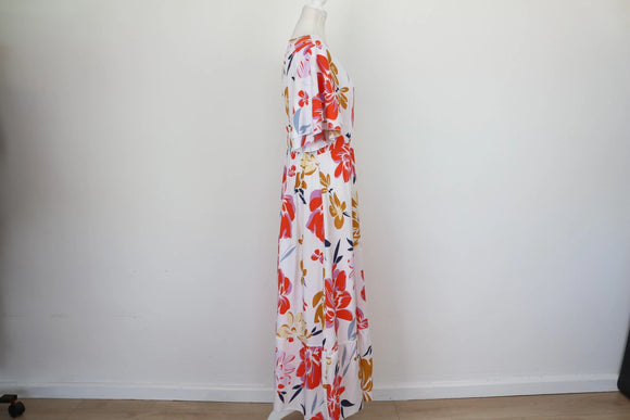 Shein white dress with bright floral print - XL