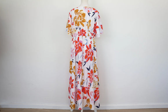 Shein white dress with bright floral print - XL