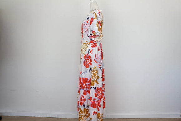Shein white dress with bright floral print - XL