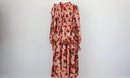 Orange/white/black floral maxi dress with long sleeves - L-1