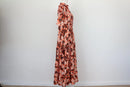 Orange/white/black floral maxi dress with long sleeves - L-2