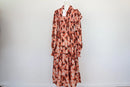 Orange/white/black floral maxi dress with long sleeves - L-3
