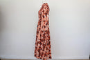 Orange/white/black floral maxi dress with long sleeves - L-4