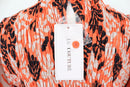 Orange/white/black floral maxi dress with long sleeves - L-7