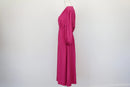 Bright pink midi dress with puff sleeves - 12-2