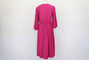 Bright pink midi dress with puff sleeves - 12-3