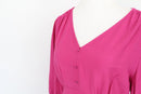 Bright pink midi dress with puff sleeves - 12-5