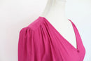 Bright pink midi dress with puff sleeves - 12-7