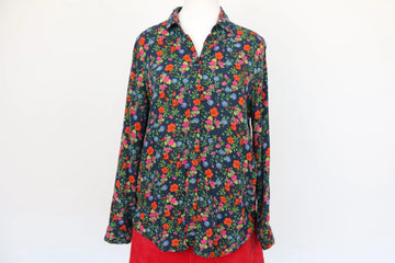 Vintage Topshop Navy Floral Button-Up Shirt – Size 8 - 0