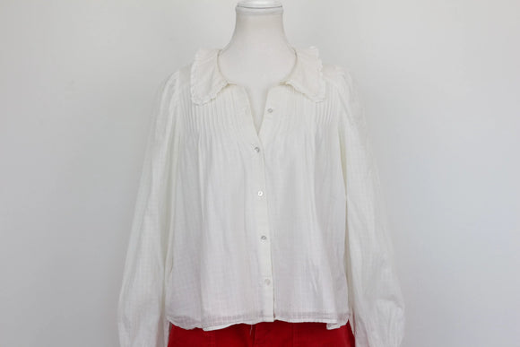 Cream long sleeve blouse with collar - 36