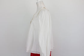 Cream long sleeve blouse with collar - 36 - 0