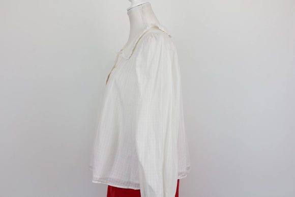 Cream long sleeve blouse with collar - 36