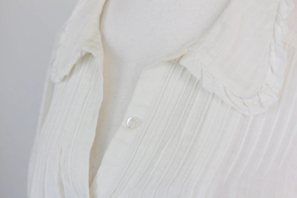 Cream long sleeve blouse with collar - 36