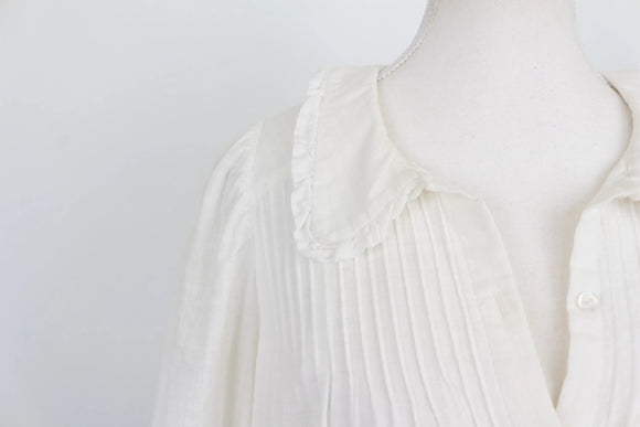 Cream long sleeve blouse with collar - 36