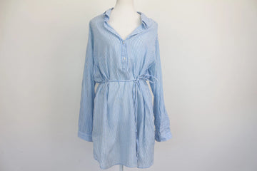 H&M Mama Blue & White Stripe Belted Shirt Dress – XL