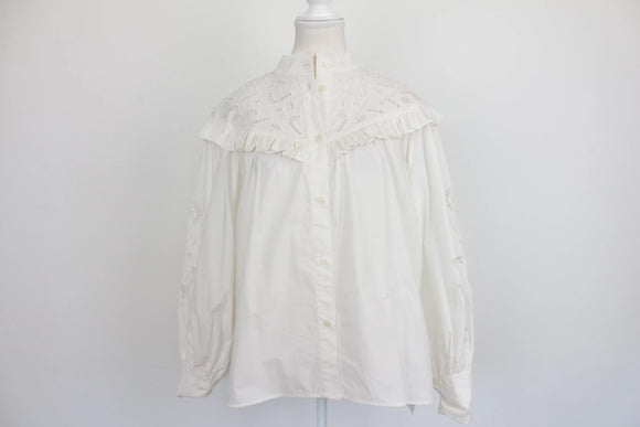 H&M white puff-sleeve shirt - S