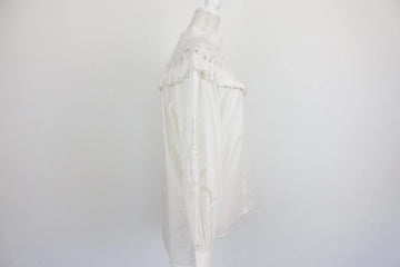 H&M White Lace Yoke Puff Sleeve Victorian Blouse – S - 0