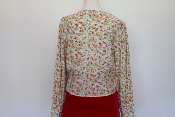 Vera Moda vintage long sleeve embroided blouse - S