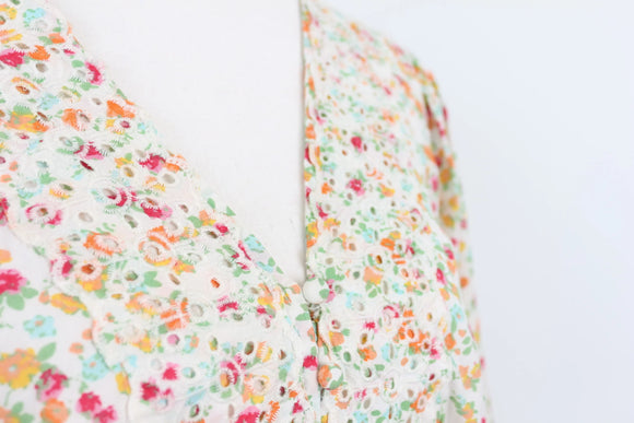 Vera Moda vintage long sleeve embroided blouse - S